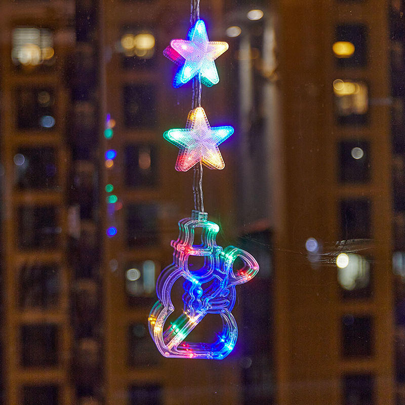 Nuevo estilo transfronterizo Navidad ambiente creativo LED ventosa decoración de la lámpara decoración del festival lámpara de estrella de cinco puntas colgante colgante image 24