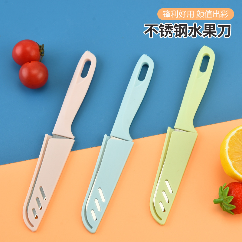 Inventario de nuevo cuchillo de acero inoxidable de fruta de color cuchillo de muebles de cocina práctico cuchillo de fruta de acero inoxidable