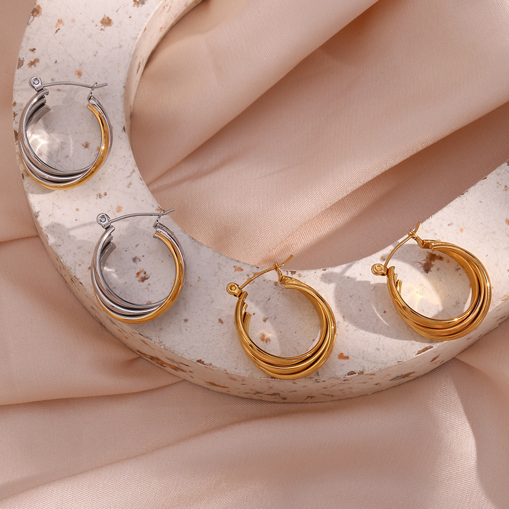 Fashion Simple Jewelry Womenu0027s Stainless Steel Spiral Twist Earrings