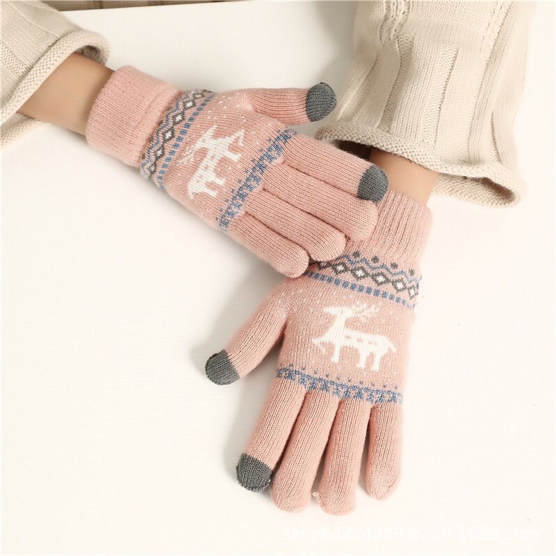 Fawn gloves Christmas knit men's and women's cycling sports Winter Touch screensaver warm gloves_maomaolike.com