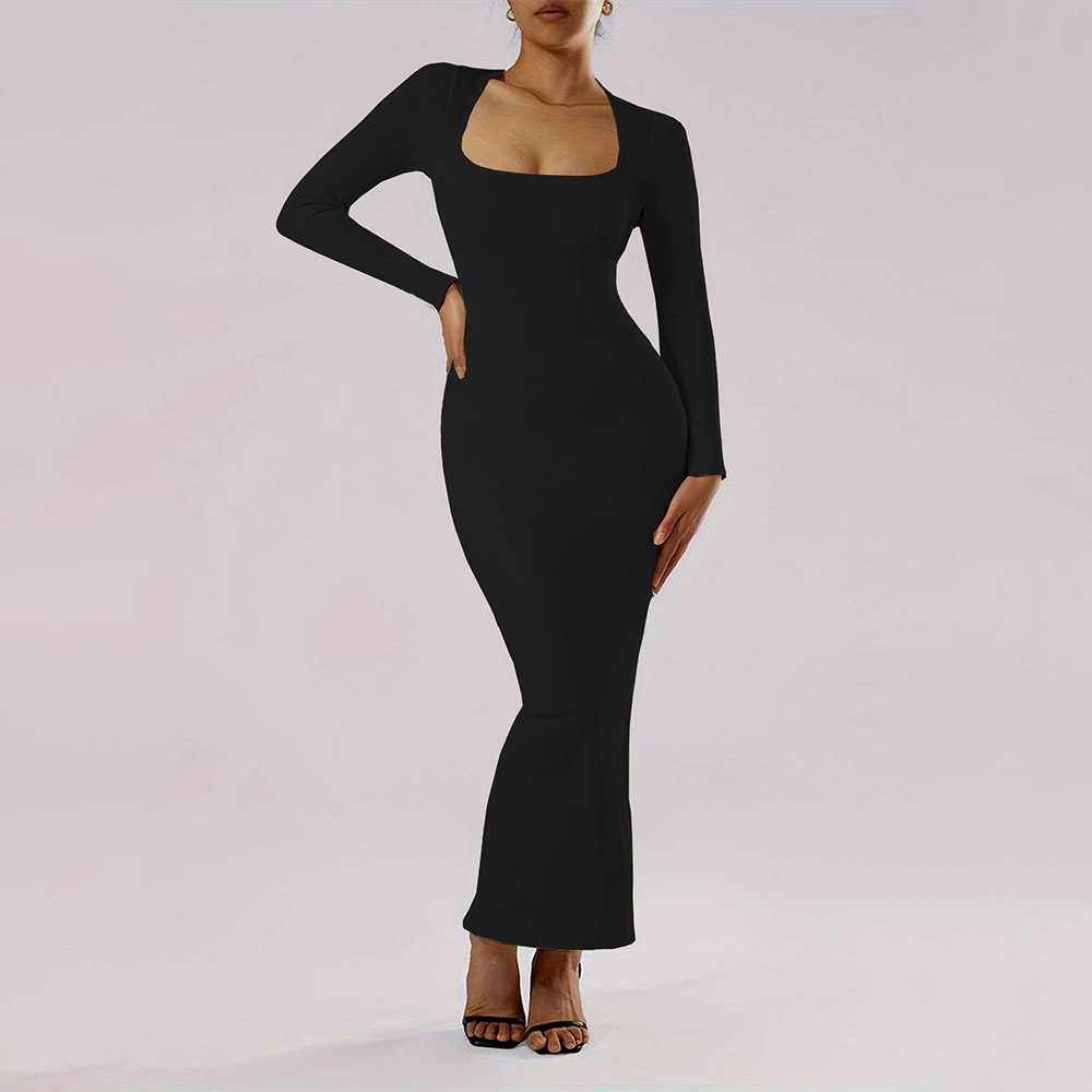 Women's Slim Fit Square-Neck Maxi Bodycon Dress