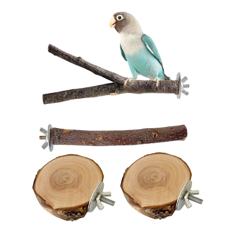 Деревянная перекладина для попугая, прыжковая платформа из яблочного дерева, подставка для ветки дерева, комбинированный набор, деревянная платформа для отдыха птицы, деревянная платформа для шлифовки клюва и когтей