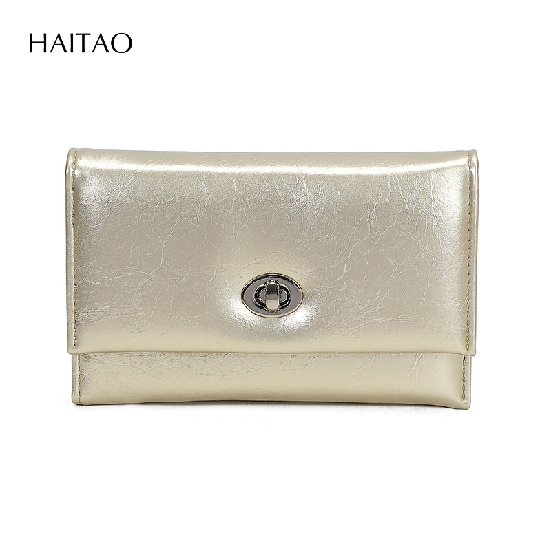 Nuevo tipo de billetera de mujer transfronteriza tres plegables cera de aceite billetera de cuero de gran capacidad multi-tarjeta de alta calidad billetera de cambio para mujeres