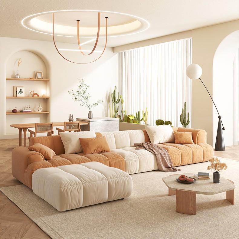 Sofá tecnología muebles de tela pequeño apartamento sala de estar simple moderno estilo crema concubina imperial esquina combinación sofá de tela