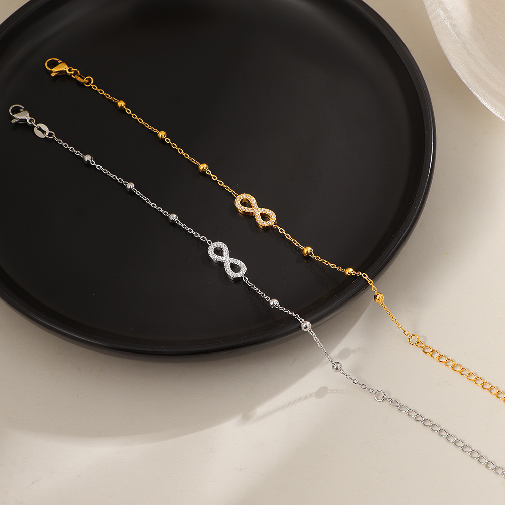 Titanium Steel Infinity Bracelet With Diamonds For Women_voghion.com