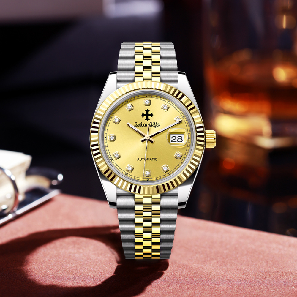 Genuine Roex Men's Fully Automatic Mechanical Watch Business Waterproof Calendar Luminous Stainless Steel Watch Men's Cross-Border Batch