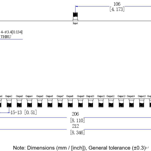 SMA头8000-12000M射频8-12G微带16一分十六路功分功率分配合路器