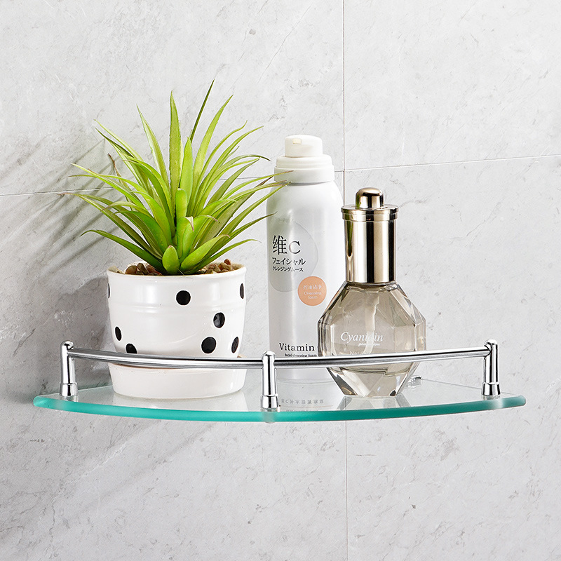 Acero inoxidable transfronterizo marco de ángulo clips de vidrio de doble capa marco de ángulo estante de almacenamiento inodoro baño triángulo de vidrio de baño