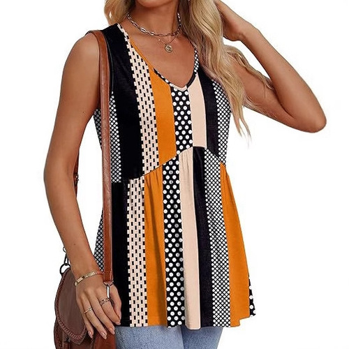 Eurasian Cross-Border 2025 Amazon Independent Station Summer Flowing Lotus Edge Print Women's Elegant Sleeveless Tank Top