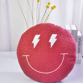 表情圆抱枕腰靠客厅装扮坐垫毛绒玩具靠枕床头圆形靠枕椅子榻榻米