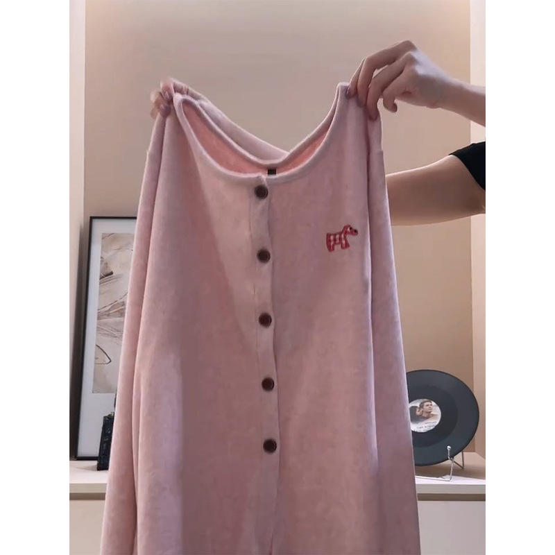 韩版甜美少女卡通印花慵懒风德绒睡衣女秋冬季保暖家居服套装外穿|undefined
