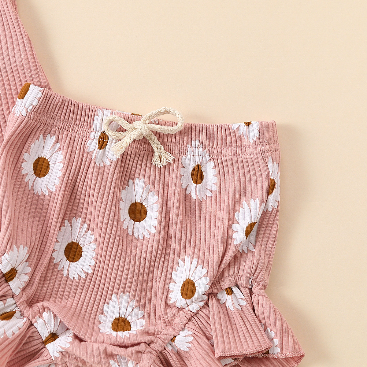 Ensemble deux pièces rose pour bébé et petite fille, pull mignon + faux short à cordon de serrage, E2336A_voghion.com