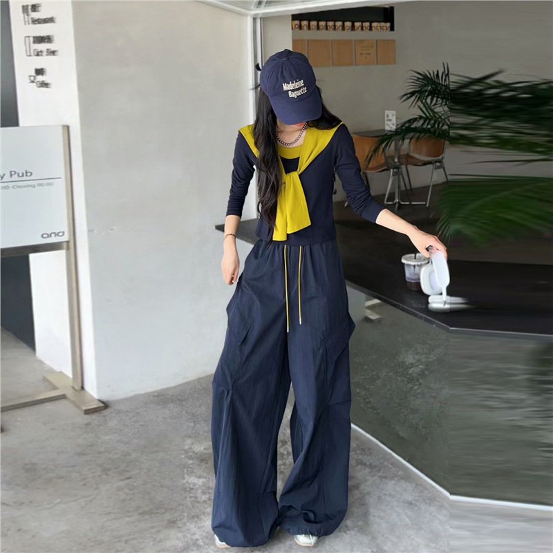 深圳南油早秋穿搭一整套韩系炸街运动休闲超火上衣工装裤两件套女|undefined