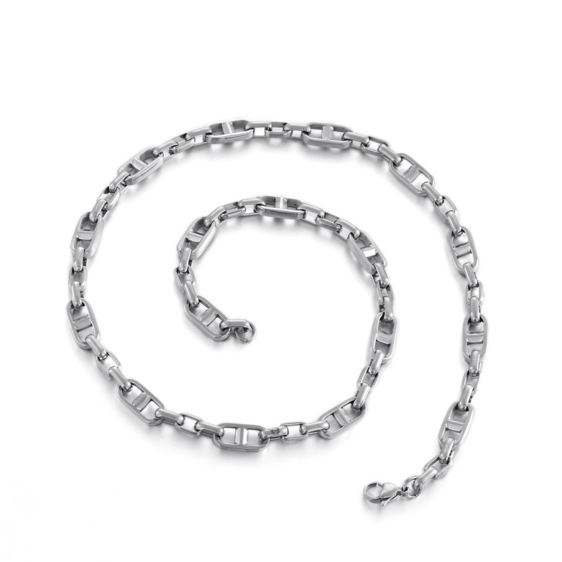 Europa y América nueva moda simple electrochapado titanio acero japonés cadena pulsera de acero inoxidable collar mujeres traje joyería