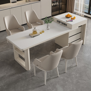Light Luxury Rock Board Island Table Dining Table Integrated Retractable Multifunctional Household Small Apartment Modern Kitchen Bar Table Dining Table