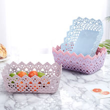 创意仿藤编零食收纳筐塑料长方形水果盘客厅糖果框简约家用干果篮