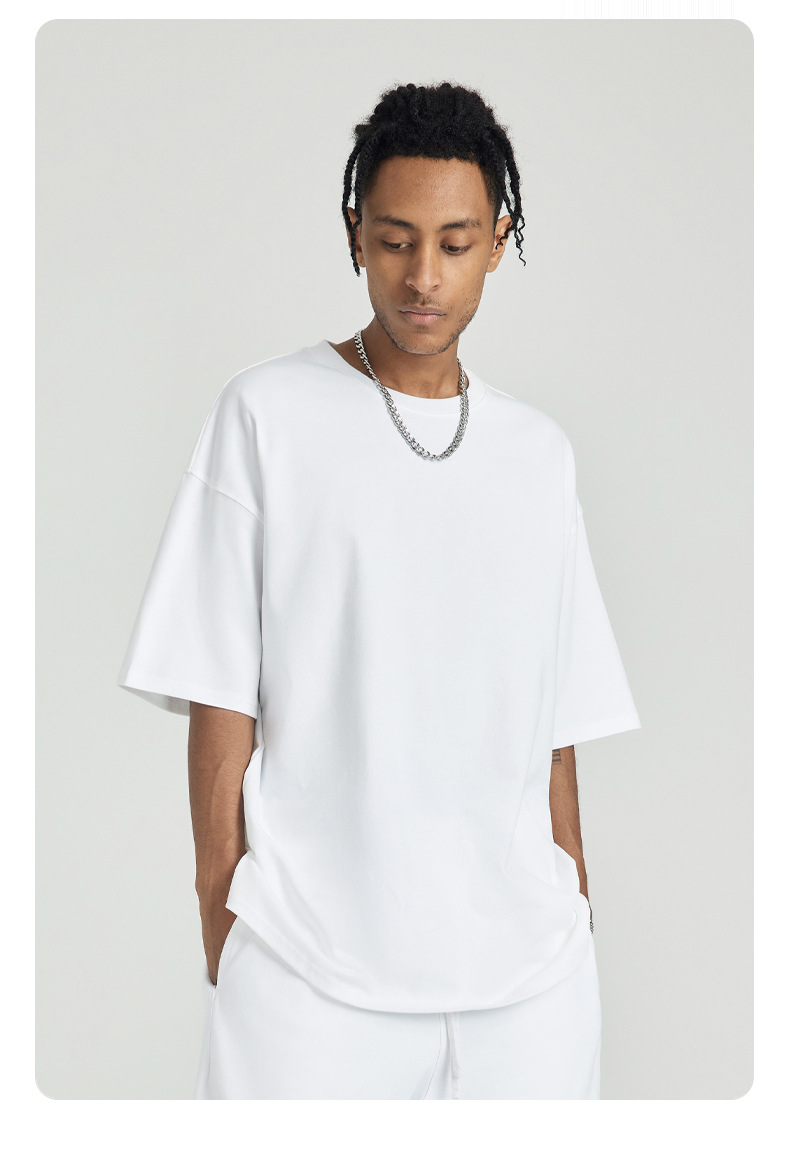 287g Weight Short Sleeve Sleeve Length Pullovers Placket Type Drop Sleeve Sleeve Type Cotton Fabric Type Long Top Length T-shirt Tops Type Daily Occasion Round Neck Neckline Breathable Function Loose Fit Type Solid Color Pattern Summer Season Men's Gender Casual Style Wholesale Men's Casual Solid Color Short Sleeve Men's Tops 8