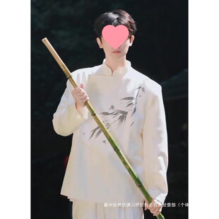 New Chinese Style Men's White Shoulder Pad Suit Men's Niche Design Suit Chinese Style Engagement Men's Suit