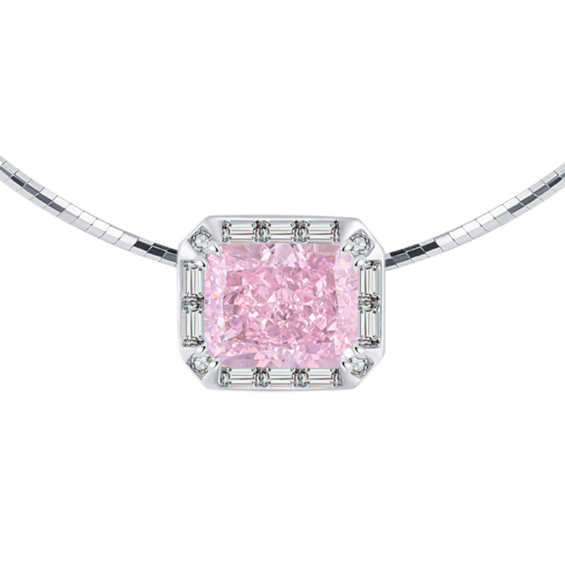 Zhuang sheng joyería nueva S925 todo el cuerpo de plata Venta caliente alto carbono diamante clavícula cadena lujo colgante collar piedra principal 8*10