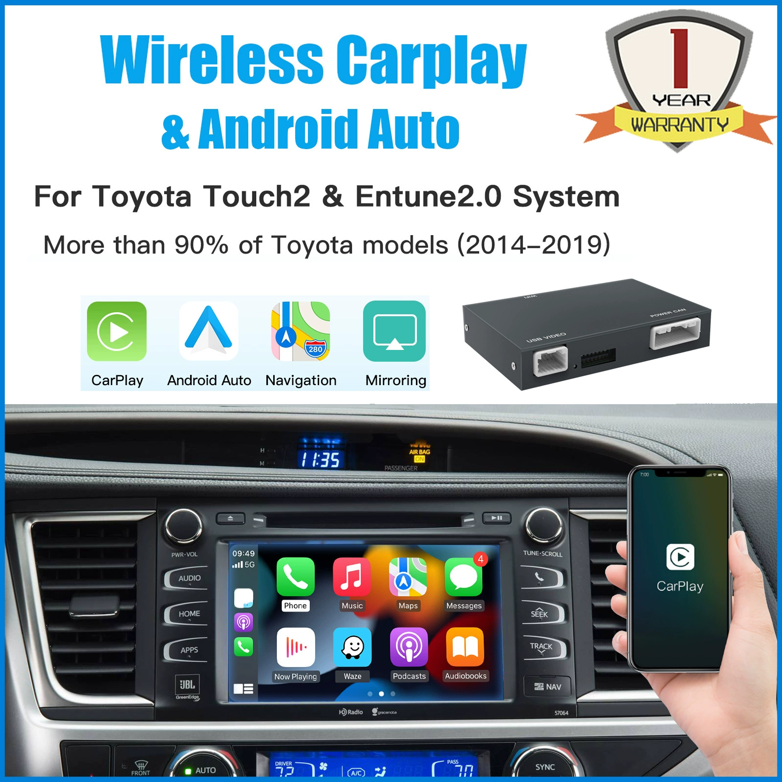 Модуль беспроводного CarPlay для Toyota, декодер Android Auto, система умной автомобильной интеграции