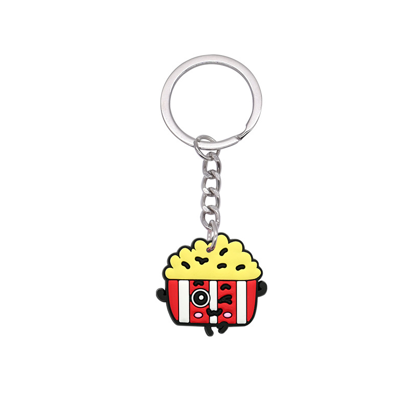 Llavero de PVC con simulación de frutas, colgante de metal de goma suave, decoración de pasteles y dulces, regalo para niñas, venta al por mayor