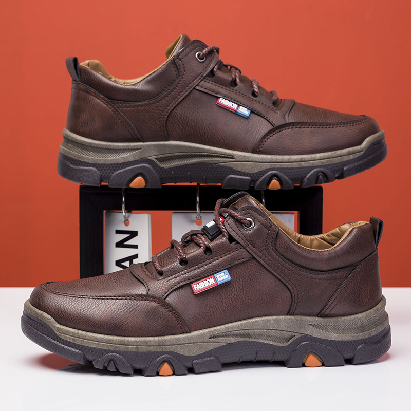 Zapatillas deportivas casuales de cuero para hombre, ligeras, para senderismo al aire libre, calzado de cuero para hombre, calzado de senderismo para comercio exterior.