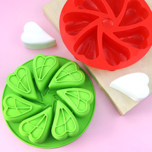寻味 7孔爱心司康 DIY蛋糕烘焙模具 硅胶蛋糕模 心形花瓣 披萨盘