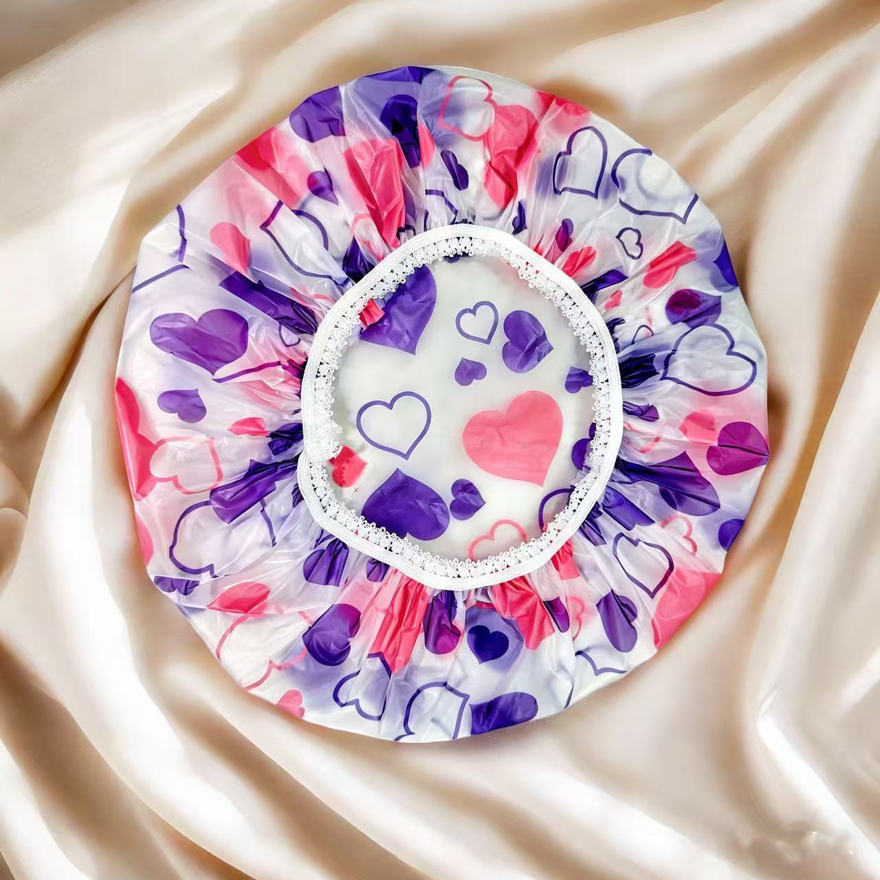 Capas de impresión de PE de una sola capa sombrero de baño más grosado sombrero de baño impermeable sombrero de pelo seco sombrero de ducha sombrero de máscara de pelo sombrero de pelo