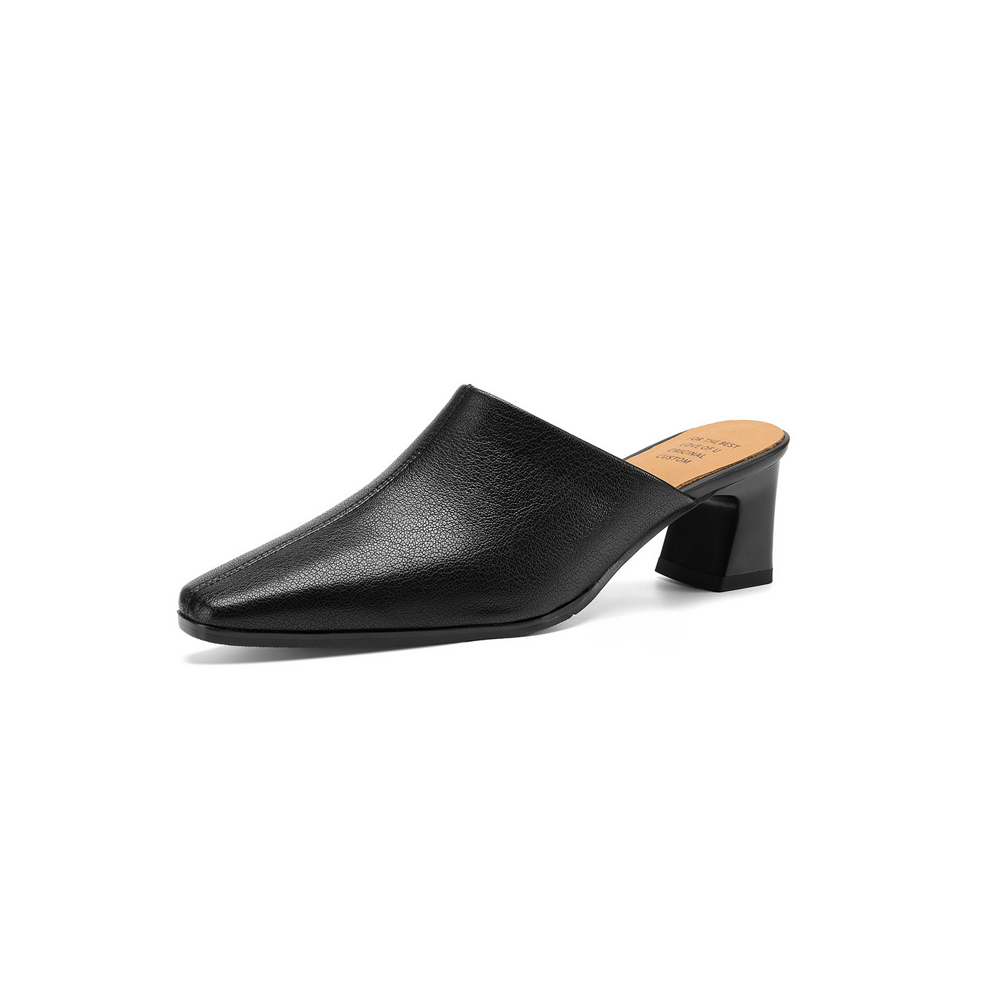 Giày sandal cao gót nữ hở mũi da bò gót thô 5 cm — đen chi tiết 22
