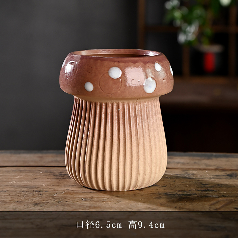 Hongos creativos maceta carnosa cerámica para el hogar cerámica cerámica especial cerámica gruesa control de raíz pequeña pila vieja lavabo liquidación al por mayor