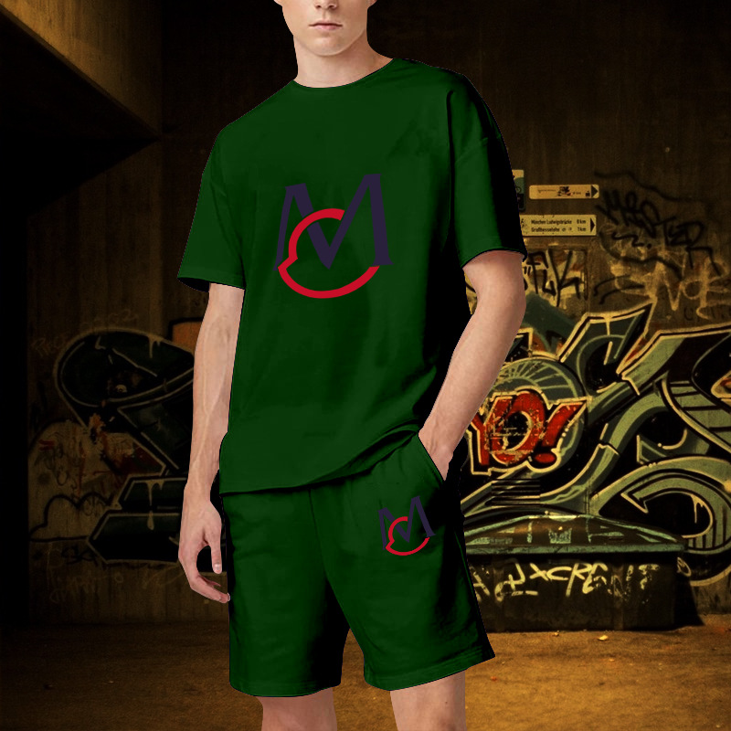 2023 nuevos deportes casuales camiseta de los hombres de verano de fitness shorts camiseta traje de running traje de manga corta de los hombres de comercio exterior