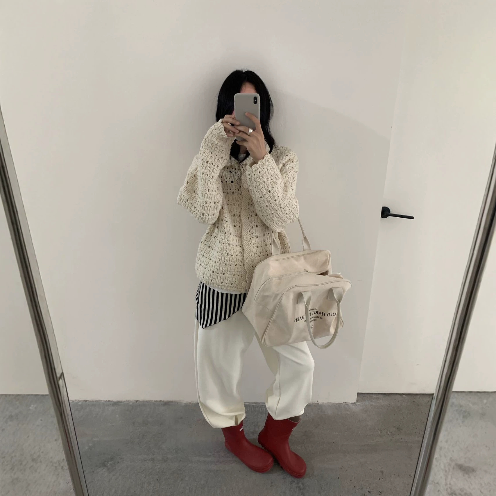 现 韩国设计师morethanyes*day镂空针织开衫韩系女装慵懒毛衣外套