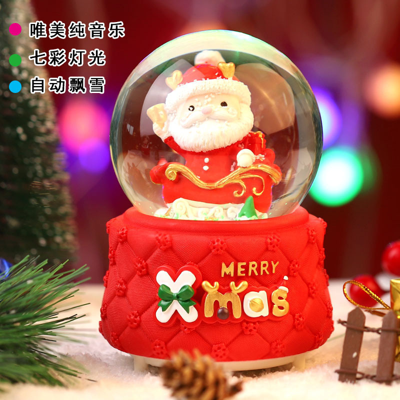 Nuevos productos transfronterizos regalos de Navidad creativos artesanía de resina decoración de escritorio adornos caja de sonido regalos de bola de cristal