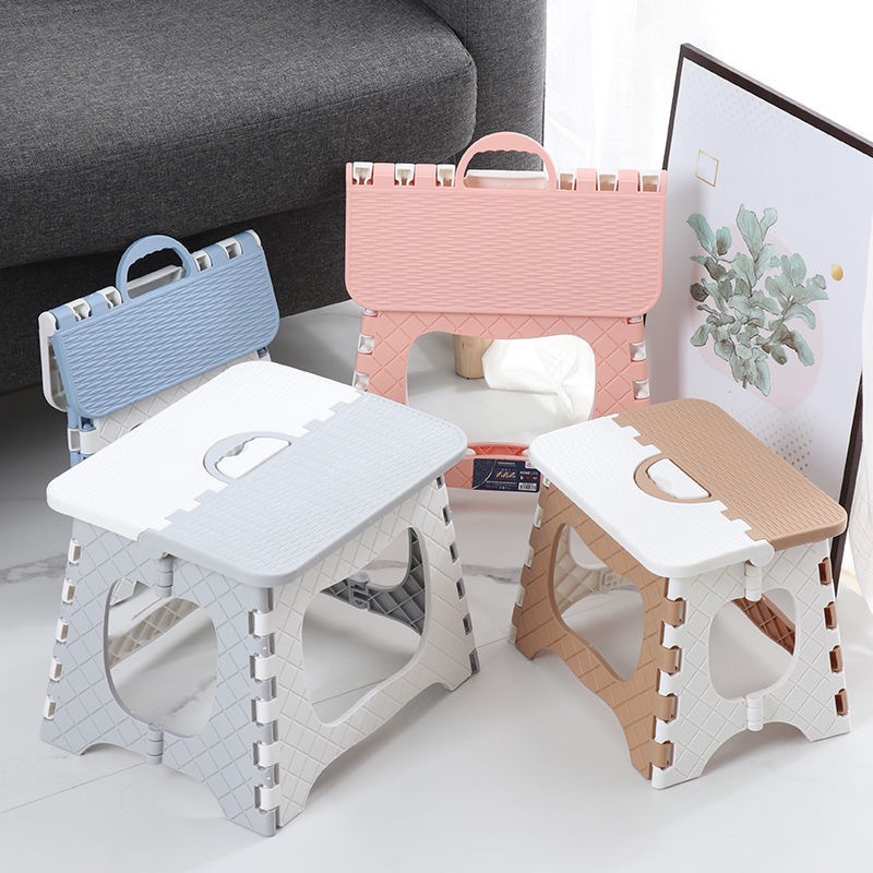 Simple foldable stool household adult plastic chair seam storage foldable small stool outdoor portable fishing stool