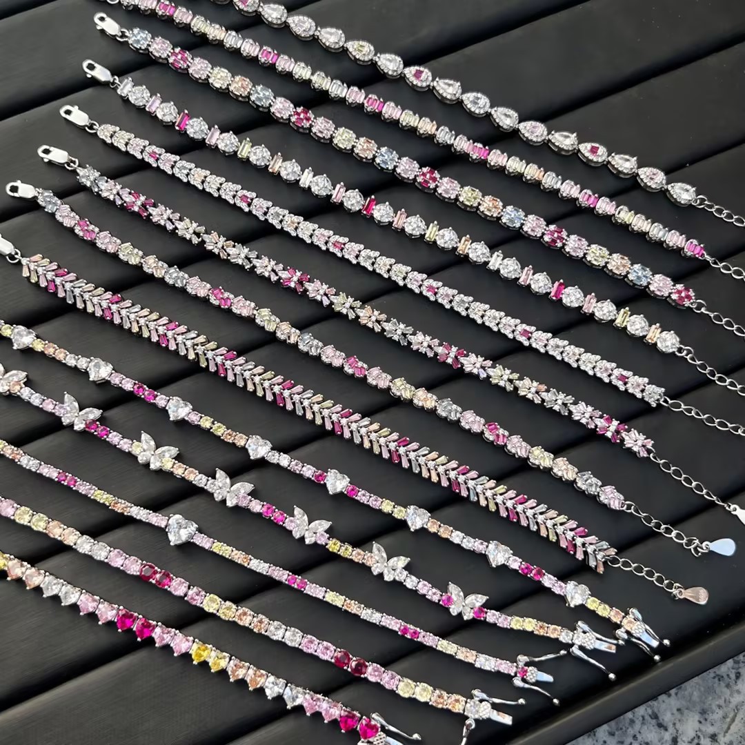 12g Weight Zircon Inlay Material Bracelets Classification 1 Piece Quantity Daily, Street Occasion 925 Sterling Silver Material Water Droplets, Heart Shape, Flower Pattern Women's Gender Inlay Design IG Style, Shiny Style 925 Sterling Silver Bracelets IG Style Shiny 1