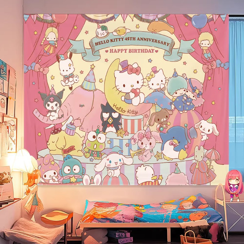 Sanrio Melody Kuromi Divar Xalçası - Yataqxana üçün Asma Parça