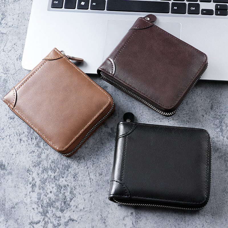 European and American business men's short wallet multi-functional classic fashion trend clip full material men's multi-card coin purse
