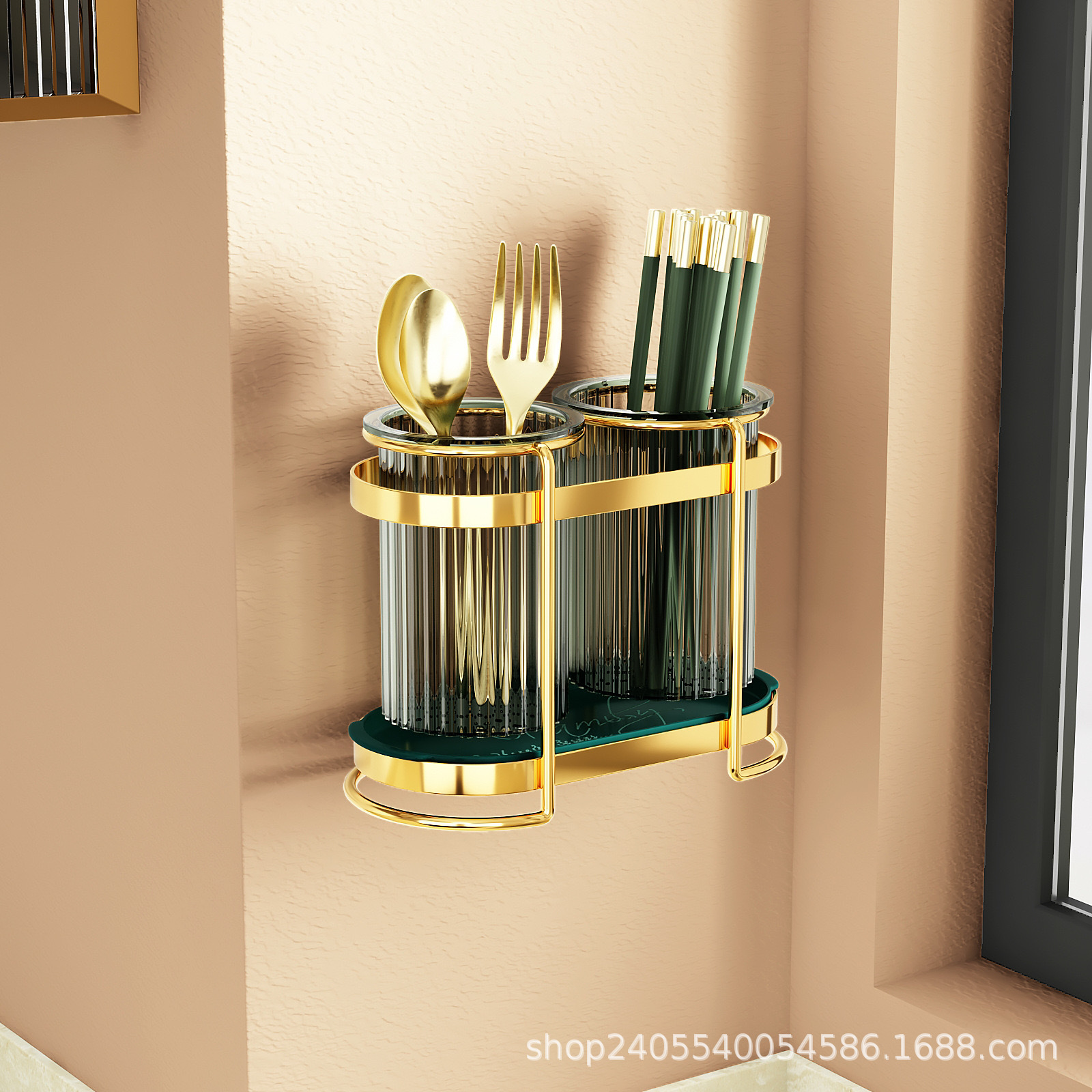 輕奢筷子筒掛牆式掛鈎強力貼瀝水架筷子筒筷子籠跨境代發