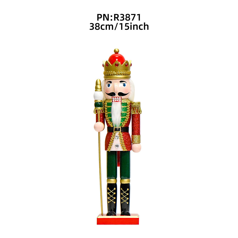 Shangxin 38cm polvo brillante cascanueces ornamentos artesanías de madera pintadas rey tambor fábrica transfronteriza al por mayor