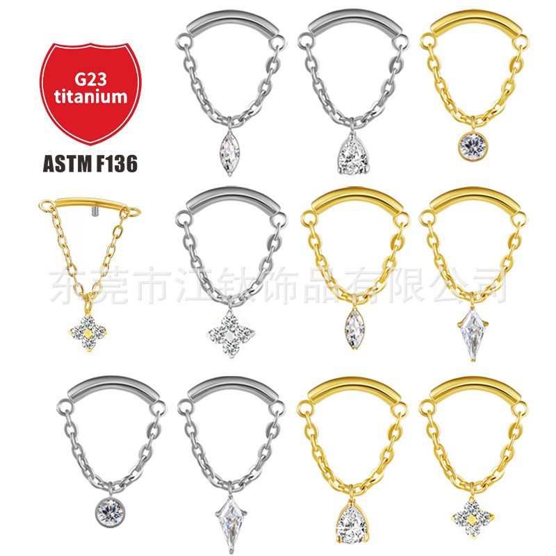 Pointed titanium steel lip stud product view