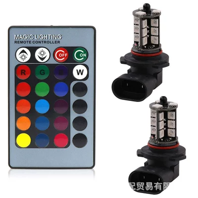 Car Led Colorful Fog Lights: Fog lamp - 27-lights-1-remote-control-9005-one-pair-colorful