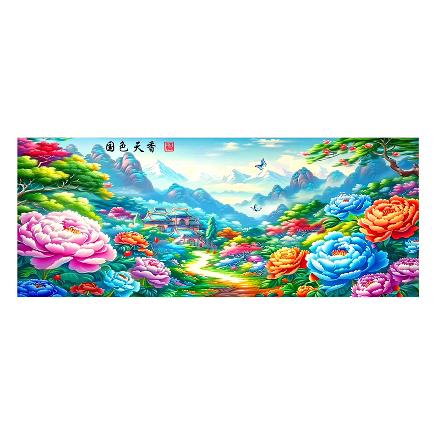 [Algodón importado] Mona Lisa real bordado de cruz de color chino de peonía roja de gran tamaño bordado de hilo a mano image 5