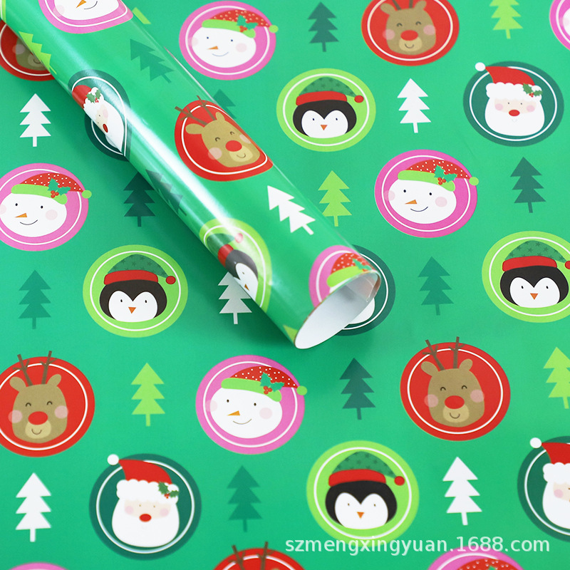 Nuevo regalo de vacaciones de Navidad regalo de dibujos animados niños caja de regalo papel de regalo decorativo papel de regalo papel de color rojo y verde