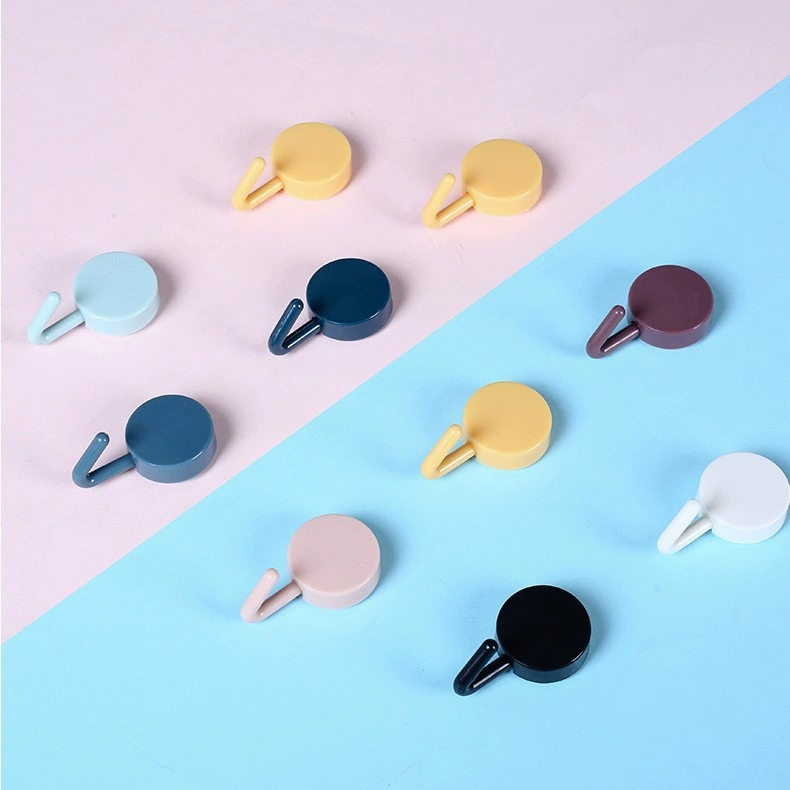 Крючок без следов Macaron, милый клейкий крючок пластик Nordic крючок для кухни и ванной, цветной -без проколов -без проколов крючок