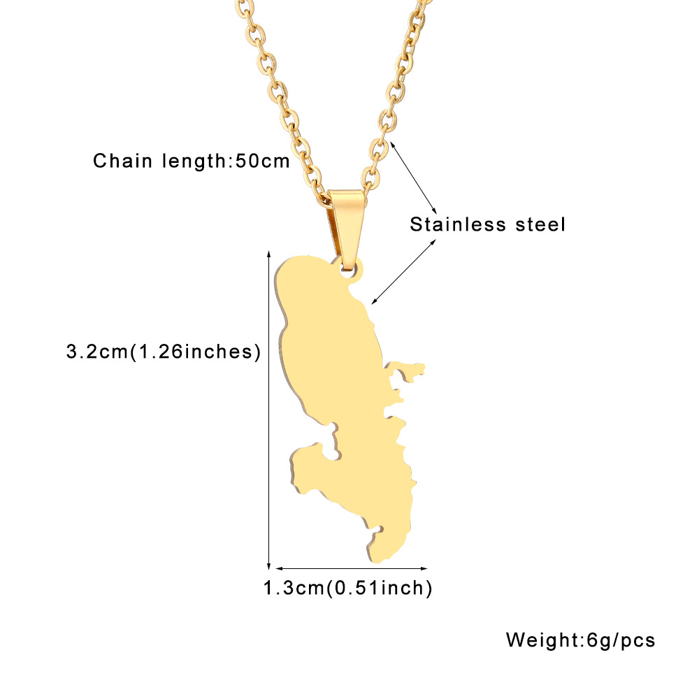 7g Weight Map Map Of Martinique 201 Stainless Steel 304 Stainless Steel Vintage Style 304 Stainless Steel Pendant Necklace