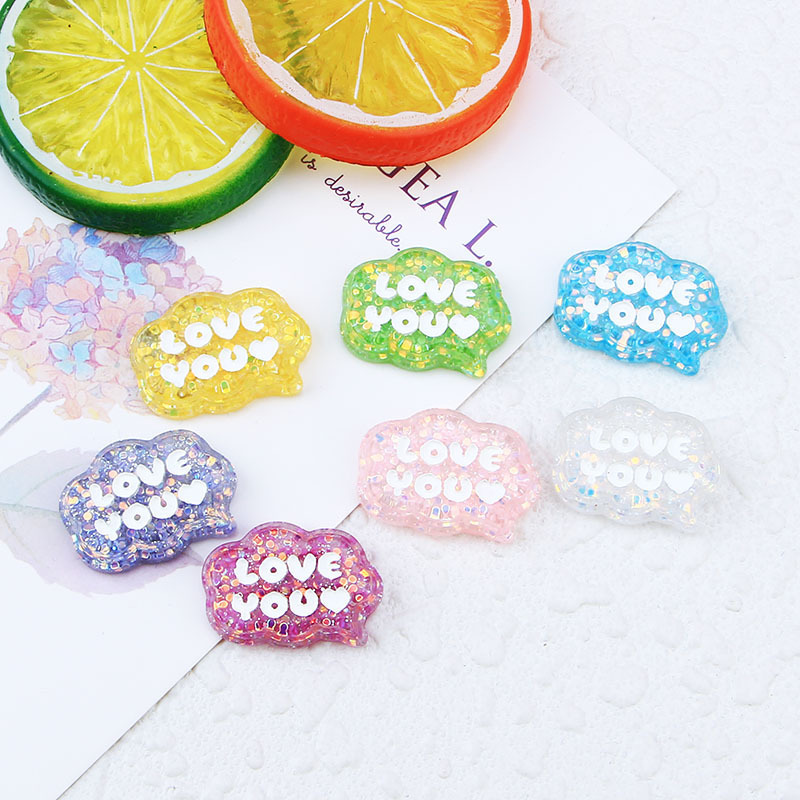 Nueva lentejuelas inglés palabra marca creativa crema pegamento material DIY epoxi teléfono caso horquilla accesorios para el cabello resina al por mayor