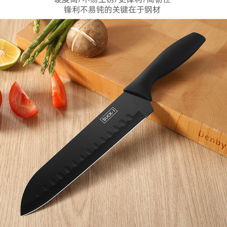 Cuchillo de chef con mango redondo de acero negro