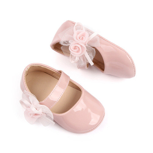 Spring and autumn 0-1 year old baby PU leather toddler shoes soft sole breathable baby shoes versatile princess shoes 2768