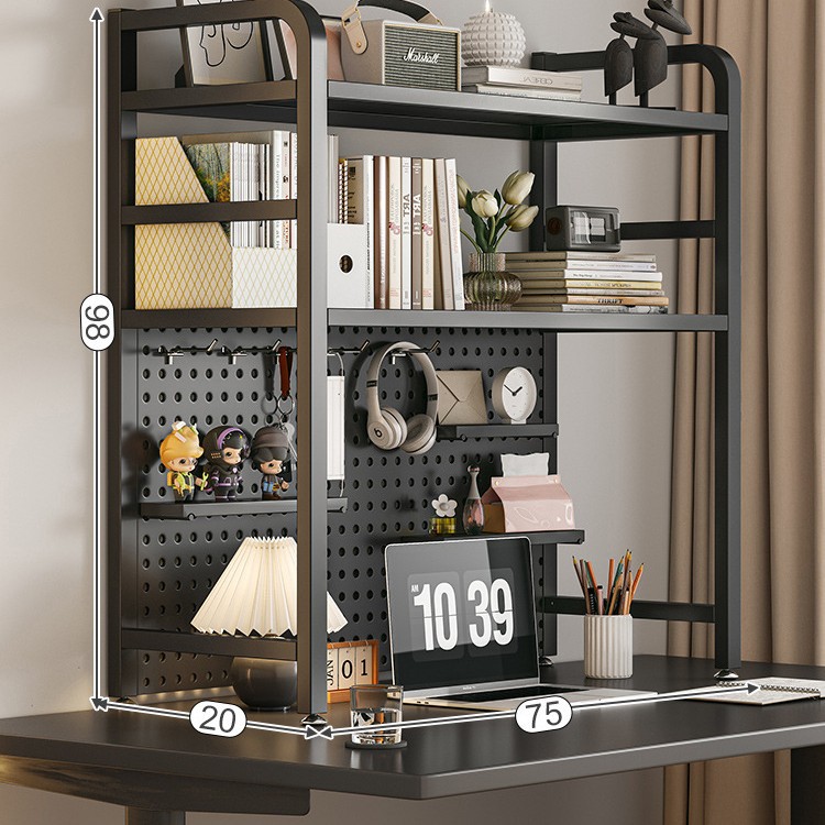 Escritorio Tablero de agujero Estantería de hierro forjado Estante de escritorio Estante de almacenamiento en capas de dormitorio Estante de almacenamiento Escritorio Estante de acabado para el hogar