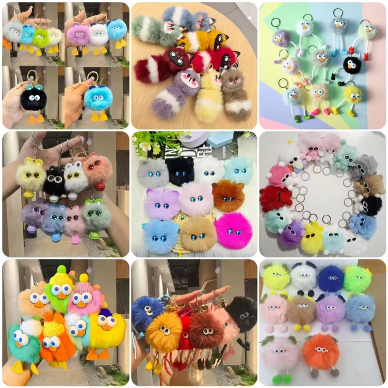 Trendy New Plush Faux Fur Briquette Keychain, Cute and Quirky Plush Toy, Good Luck Charm Bag Pendant Keychain Trendy New Plush Faux Fur Briquette Keychain, Cute and Quirky Plush Toy, Good Luck Charm Bag Pendant Keychain